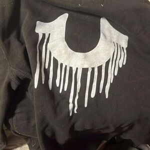 True Religion Men’s Black Hoodie with Dripping Logo